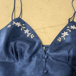 Vintage La SENZA Blue Satin Floral Top